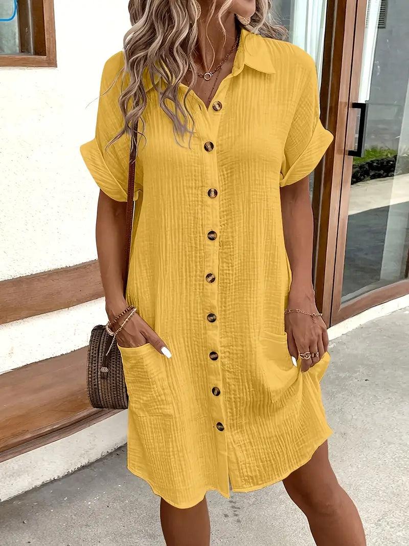 Sharon | Timeless V - Neck Blouse Dress - Eline Carter