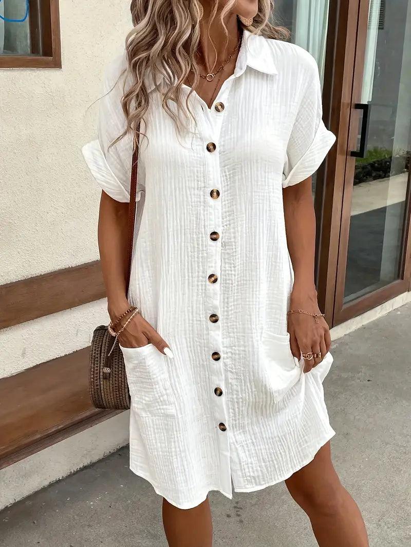 Sharon | Timeless V - Neck Blouse Dress - Eline Carter