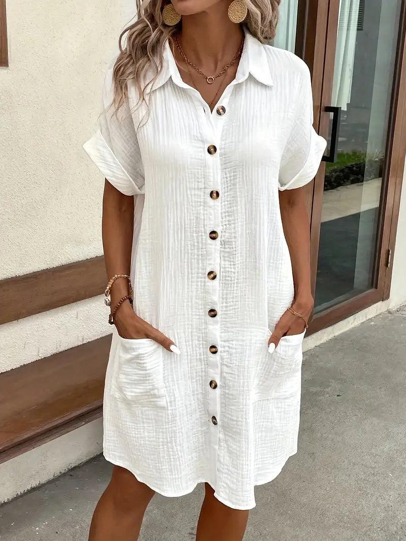 Sharon | Timeless V - Neck Blouse Dress - Eline Carter