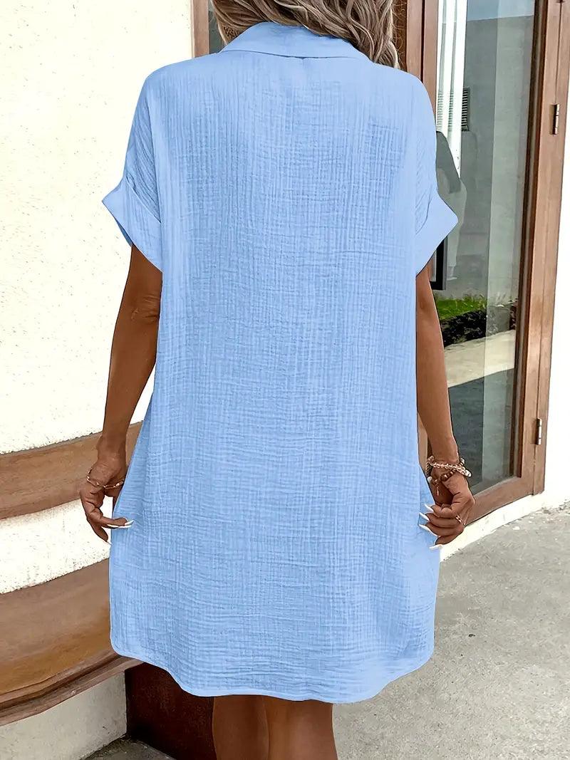 Sharon | Timeless V - Neck Blouse Dress - Eline Carter